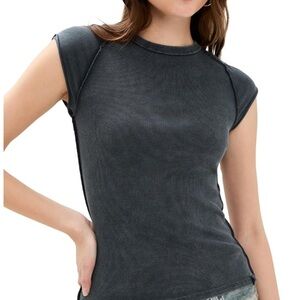 FP Movement by Free People Dark Gray Short Sleeve Tee